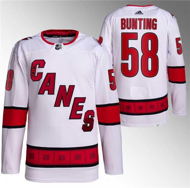 Mens Carolina Hurricanes #58 Michael Bunting White Stitched Jersey